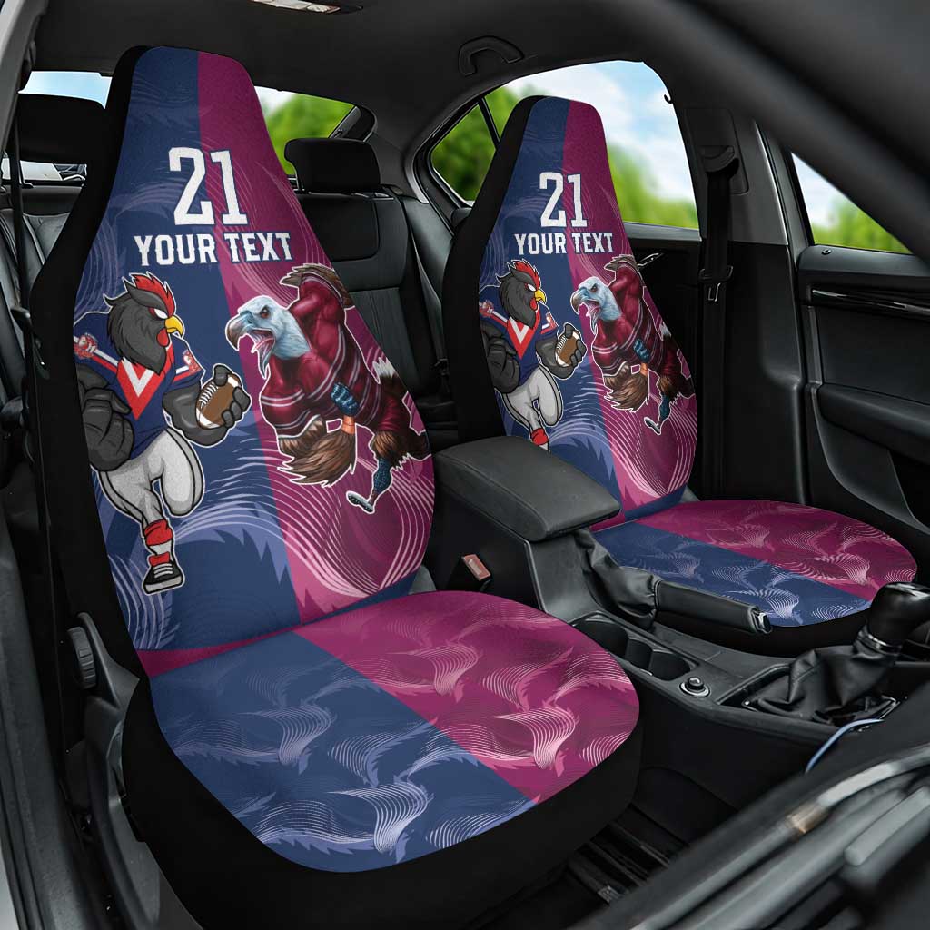 Roosters-Sea Eagles Rugby Custom Car Seat Cover Half Grunge Style