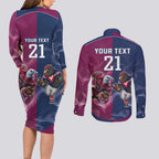 Roosters-Sea Eagles Rugby Custom Couples Matching Long Sleeve Bodycon Dress and Long Sleeve Button Shirt Half Grunge Style
