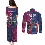 Roosters-Sea Eagles Rugby Custom Couples Matching Puletasi and Long Sleeve Button Shirt Half Grunge Style