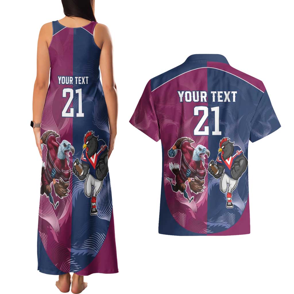 Roosters-Sea Eagles Rugby Custom Couples Matching Tank Maxi Dress and Hawaiian Shirt Half Grunge Style