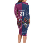 Roosters-Sea Eagles Rugby Custom Family Matching Long Sleeve Bodycon Dress and Hawaiian Shirt Half Grunge Style