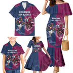 Roosters-Sea Eagles Rugby Custom Family Matching Mermaid Dress and Hawaiian Shirt Half Grunge Style