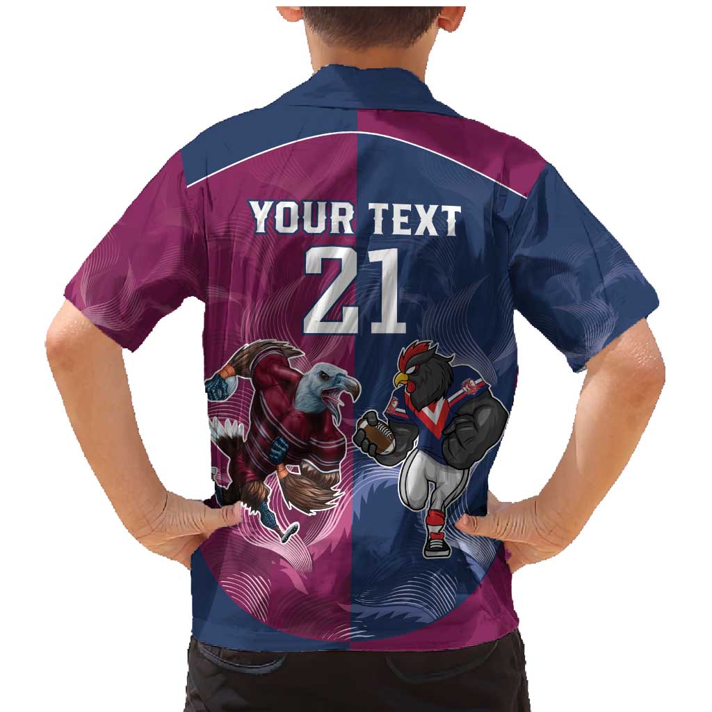 Roosters-Sea Eagles Rugby Custom Family Matching Mermaid Dress and Hawaiian Shirt Half Grunge Style