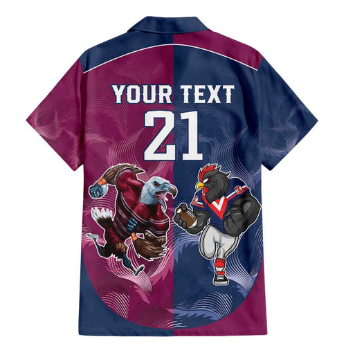 Roosters-Sea Eagles Rugby Custom Family Matching Mermaid Dress and Hawaiian Shirt Half Grunge Style