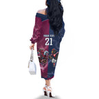 Roosters-Sea Eagles Rugby Custom Family Matching Off The Shoulder Long Sleeve Dress and Hawaiian Shirt Half Grunge Style