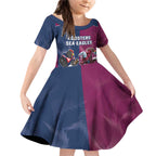 Roosters-Sea Eagles Rugby Custom Family Matching Off Shoulder Short Dress and Hawaiian Shirt Half Grunge Style