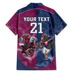 Roosters-Sea Eagles Rugby Custom Family Matching Off Shoulder Short Dress and Hawaiian Shirt Half Grunge Style