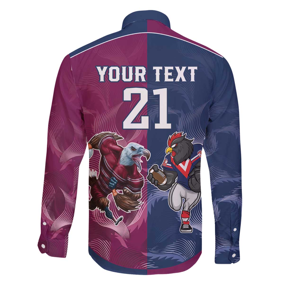 Roosters-Sea Eagles Rugby Custom Family Matching Off Shoulder Short Dress and Hawaiian Shirt Half Grunge Style