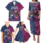 Roosters-Sea Eagles Rugby Custom Family Matching Puletasi and Hawaiian Shirt Half Grunge Style