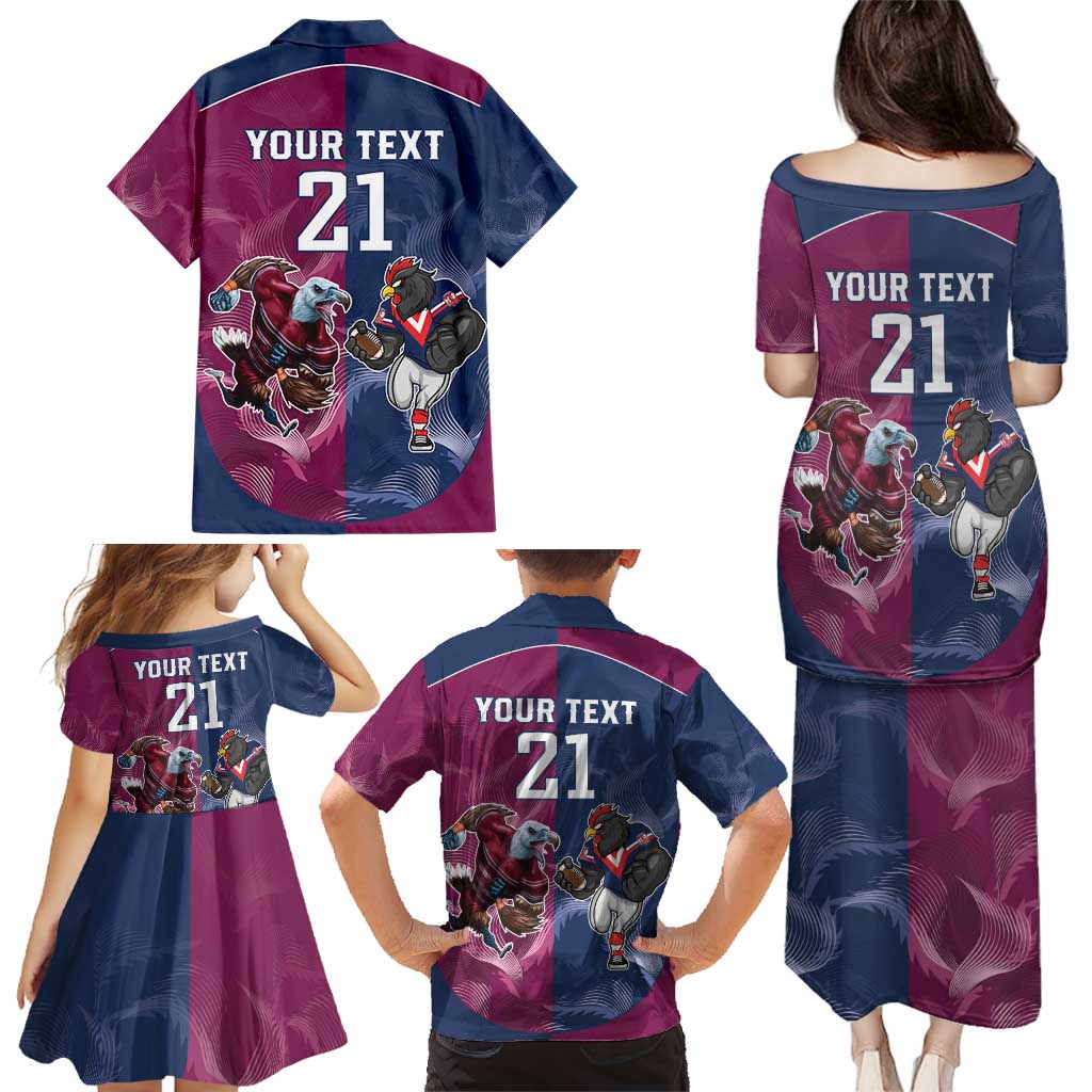 Roosters-Sea Eagles Rugby Custom Family Matching Puletasi and Hawaiian Shirt Half Grunge Style