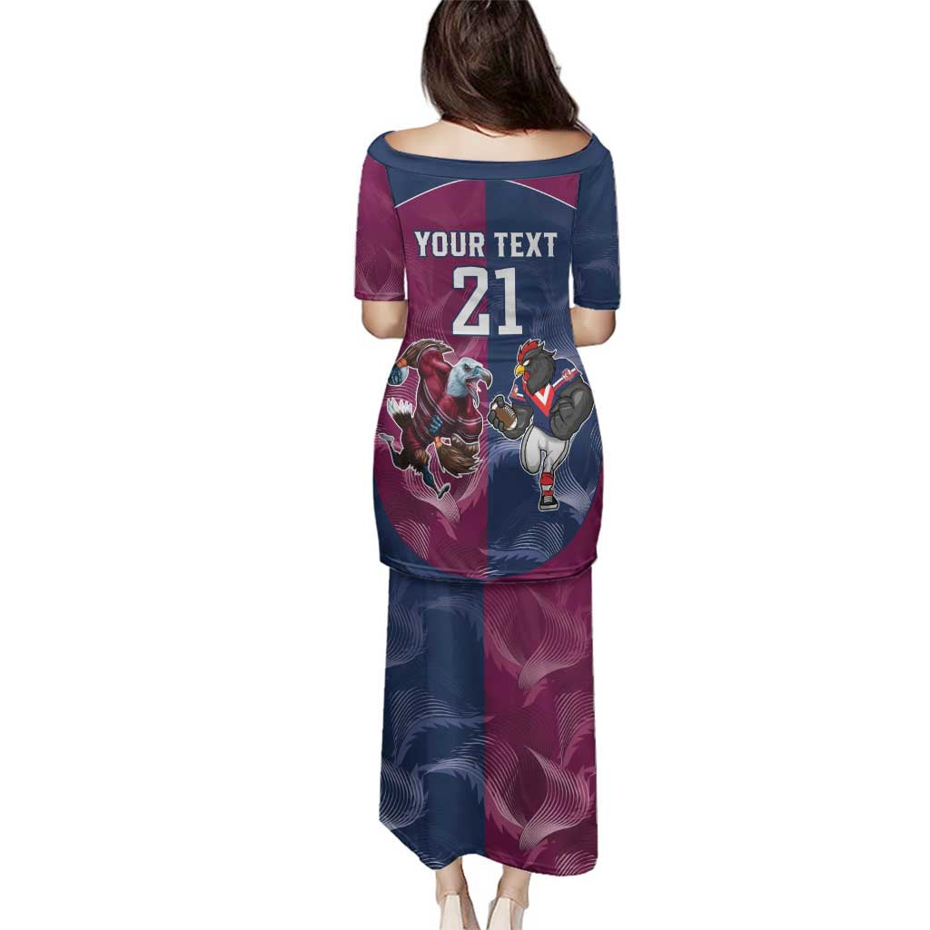 Roosters-Sea Eagles Rugby Custom Family Matching Puletasi and Hawaiian Shirt Half Grunge Style