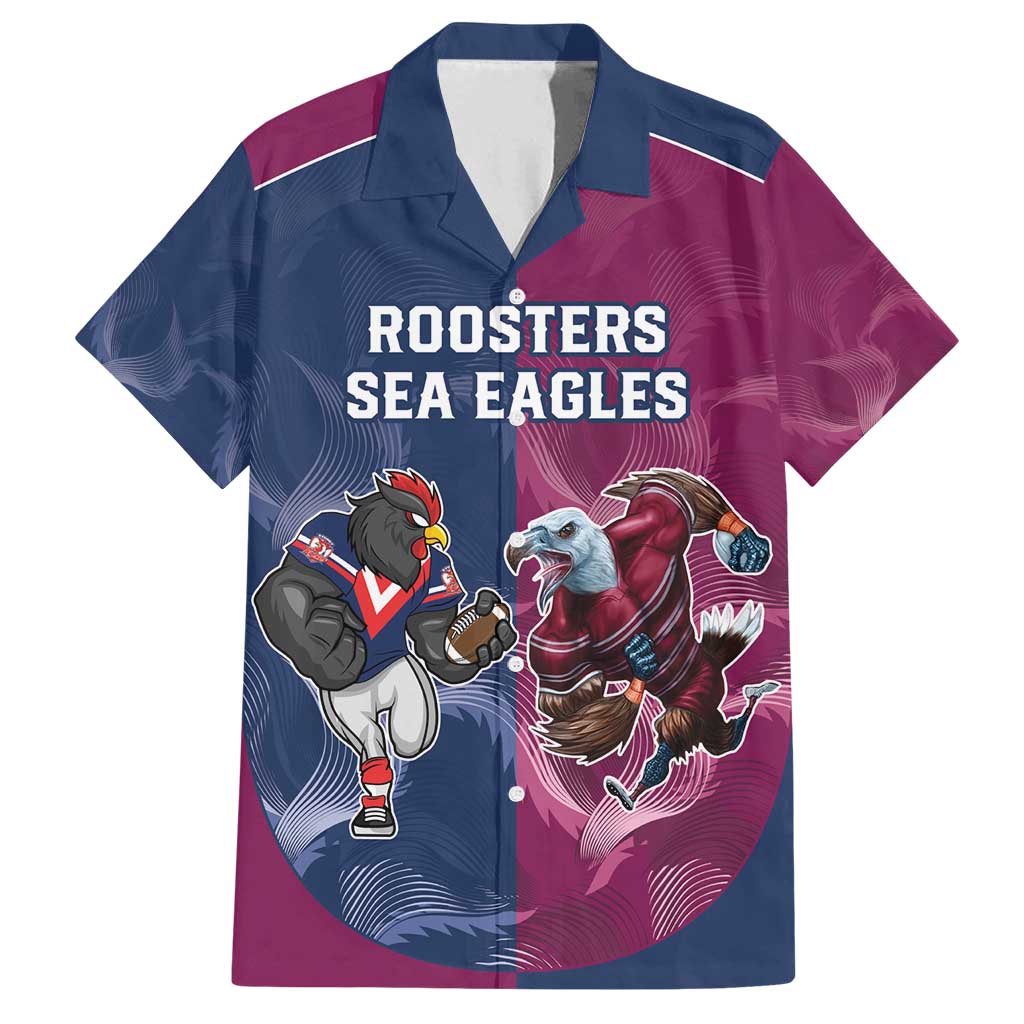 Roosters-Sea Eagles Rugby Custom Family Matching Summer Maxi Dress and Hawaiian Shirt Half Grunge Style