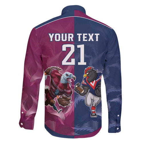 Roosters-Sea Eagles Rugby Custom Family Matching Summer Maxi Dress and Hawaiian Shirt Half Grunge Style