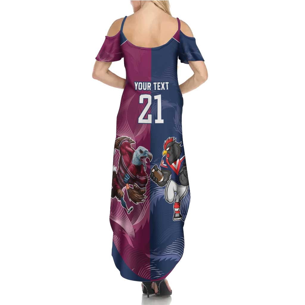 Roosters-Sea Eagles Rugby Custom Family Matching Summer Maxi Dress and Hawaiian Shirt Half Grunge Style