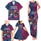 Roosters-Sea Eagles Rugby Custom Family Matching Tank Maxi Dress and Hawaiian Shirt Half Grunge Style