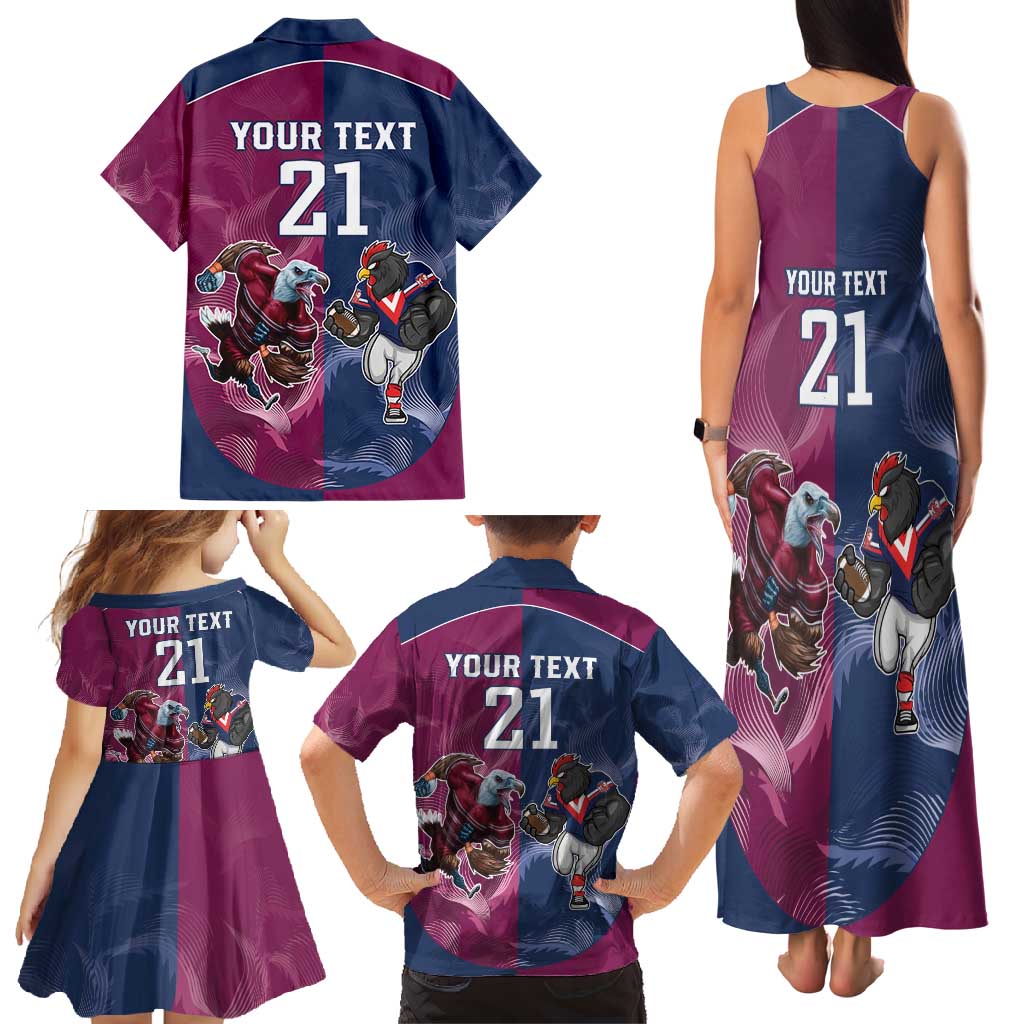 Roosters-Sea Eagles Rugby Custom Family Matching Tank Maxi Dress and Hawaiian Shirt Half Grunge Style