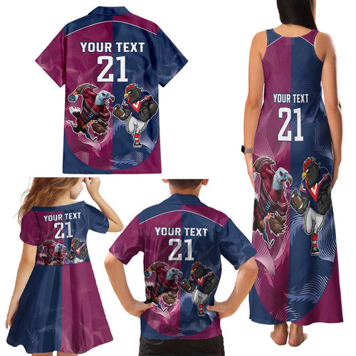 Roosters-Sea Eagles Rugby Custom Family Matching Tank Maxi Dress and Hawaiian Shirt Half Grunge Style