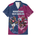 Roosters-Sea Eagles Rugby Custom Family Matching Tank Maxi Dress and Hawaiian Shirt Half Grunge Style