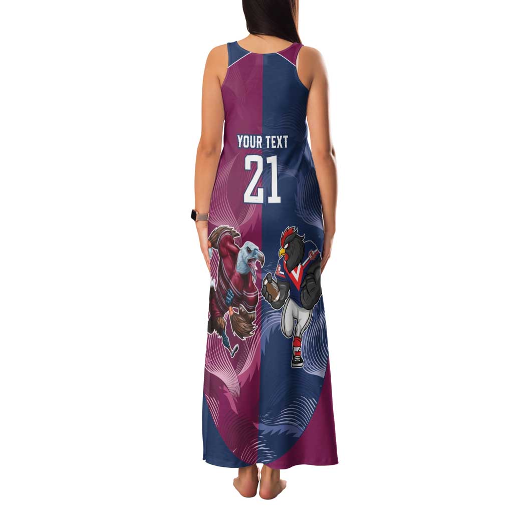 Roosters-Sea Eagles Rugby Custom Family Matching Tank Maxi Dress and Hawaiian Shirt Half Grunge Style