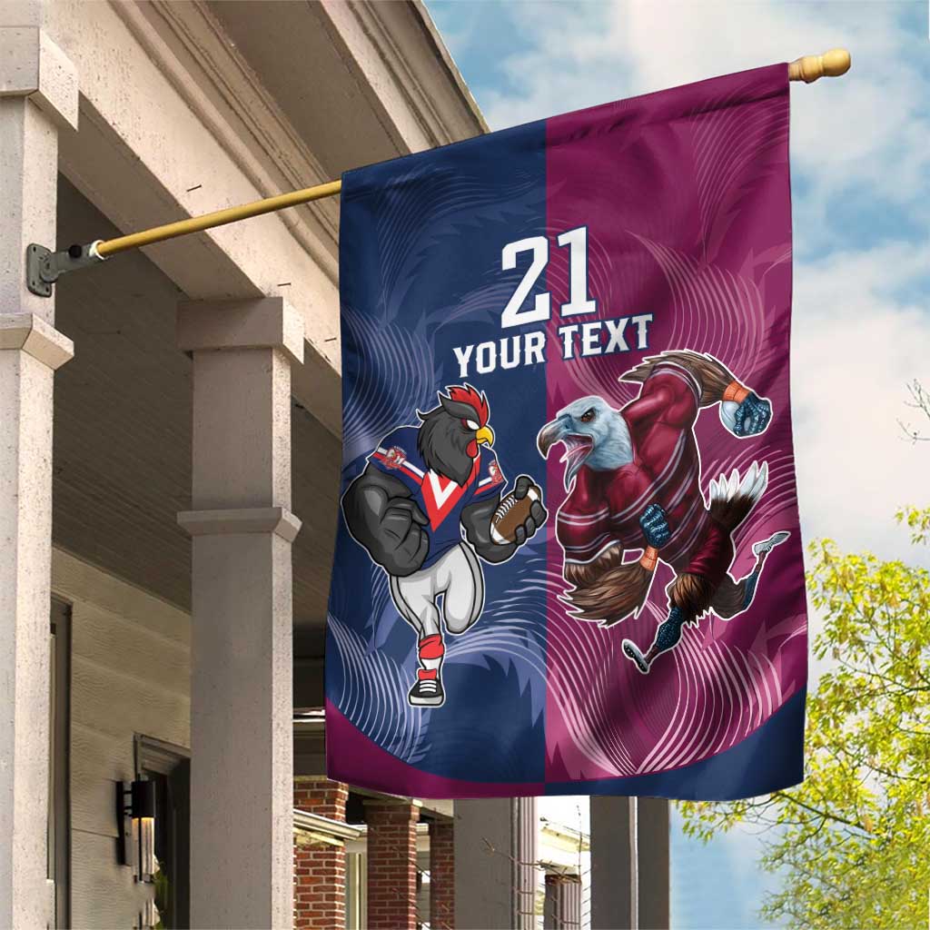 Roosters-Sea Eagles Rugby Custom Garden Flag Half Grunge Style