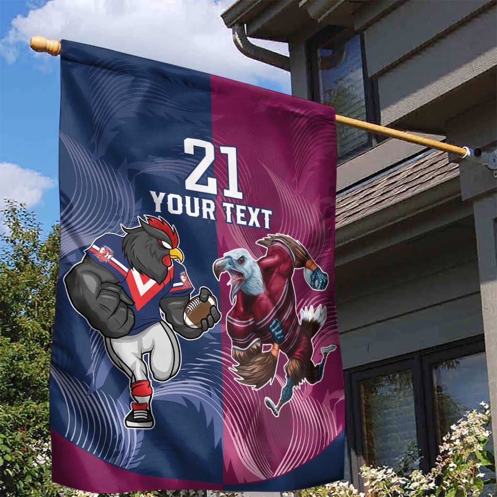 Roosters-Sea Eagles Rugby Custom Garden Flag Half Grunge Style
