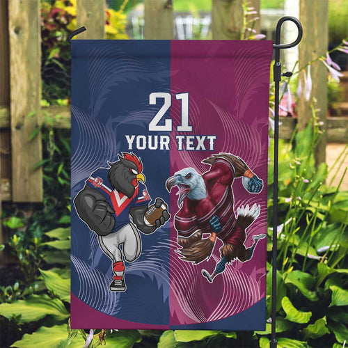 Roosters-Sea Eagles Rugby Custom Garden Flag Half Grunge Style