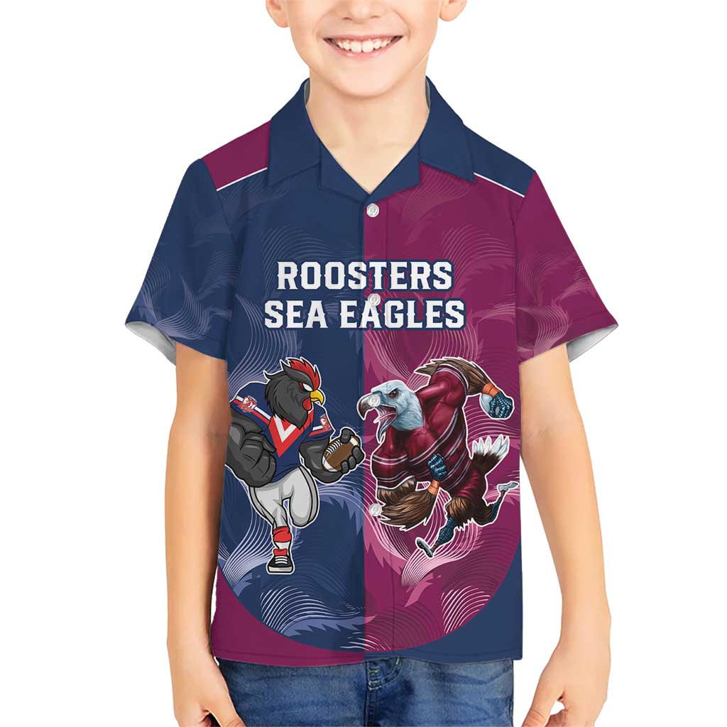 Roosters-Sea Eagles Rugby Custom Hawaiian Shirt Half Grunge Style