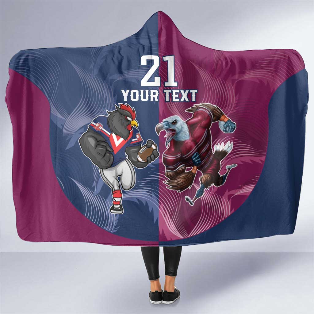 Roosters-Sea Eagles Rugby Custom Hooded Blanket Half Grunge Style