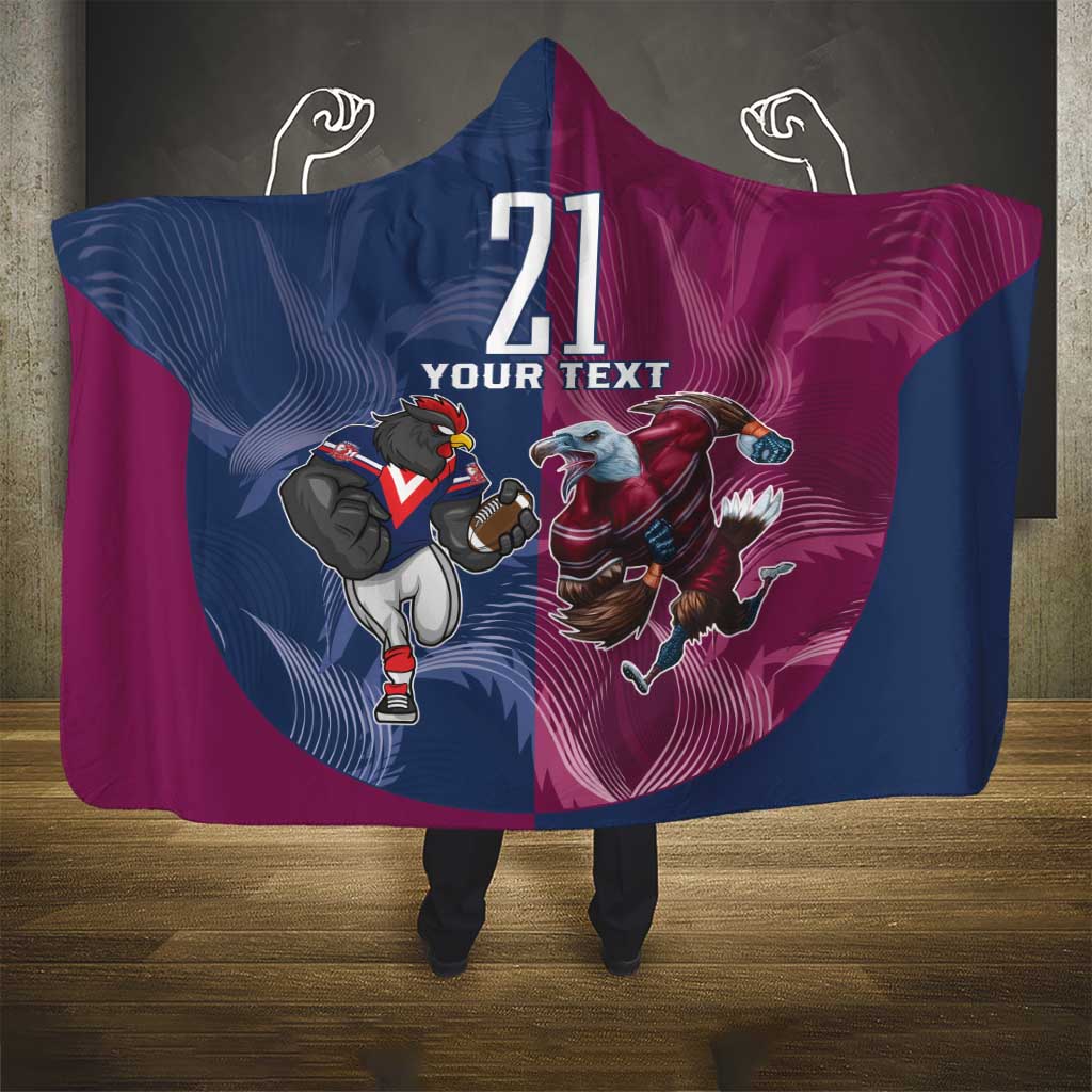 Roosters-Sea Eagles Rugby Custom Hooded Blanket Half Grunge Style
