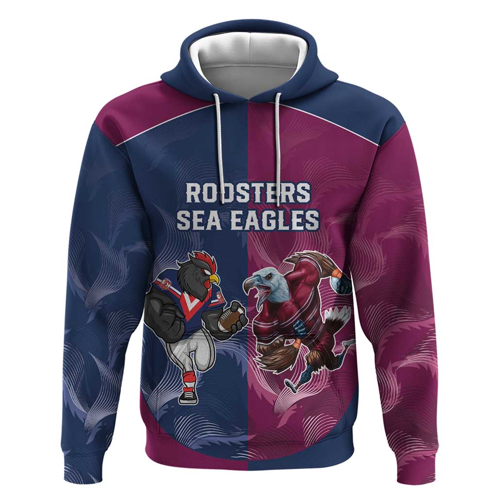 Roosters-Sea Eagles Rugby Custom Hoodie Half Grunge Style