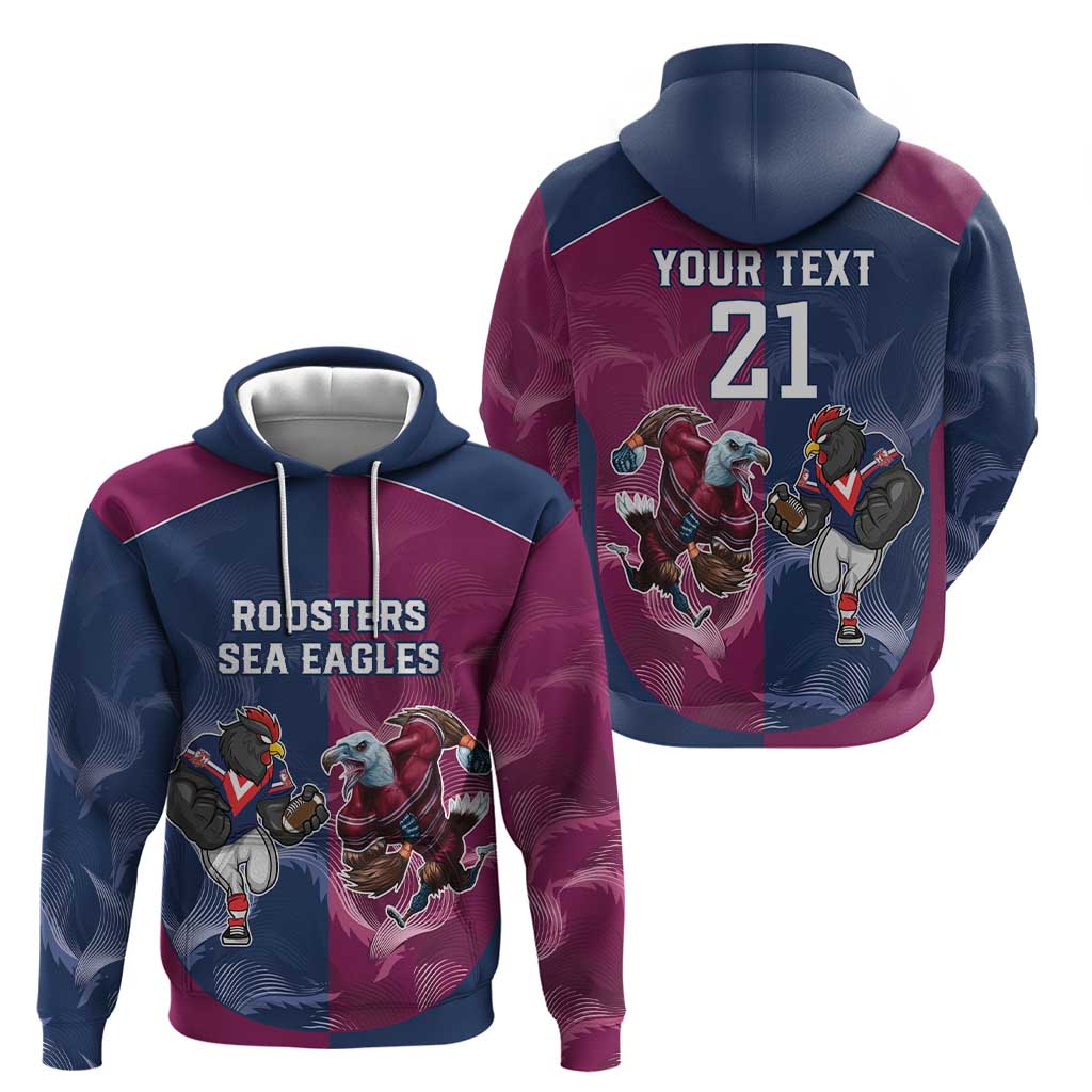 Roosters-Sea Eagles Rugby Custom Hoodie Half Grunge Style