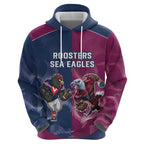 Roosters-Sea Eagles Rugby Custom Hoodie Half Grunge Style