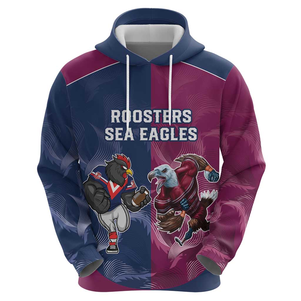 Roosters-Sea Eagles Rugby Custom Hoodie Half Grunge Style
