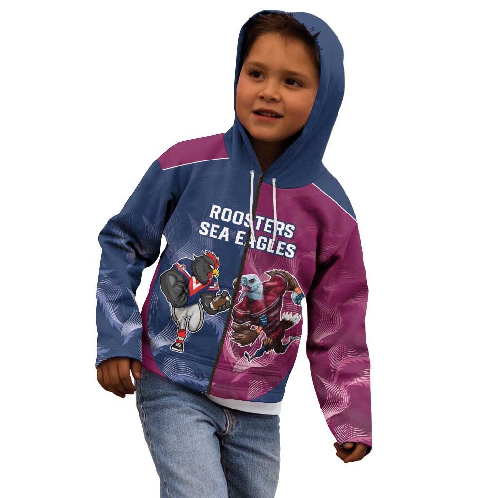 Roosters-Sea Eagles Rugby Custom Kid Hoodie Half Grunge Style