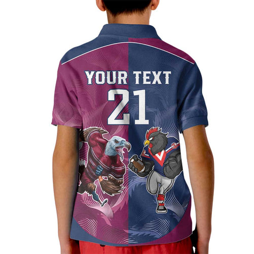 Roosters-Sea Eagles Rugby Custom Kid Polo Shirt Half Grunge Style