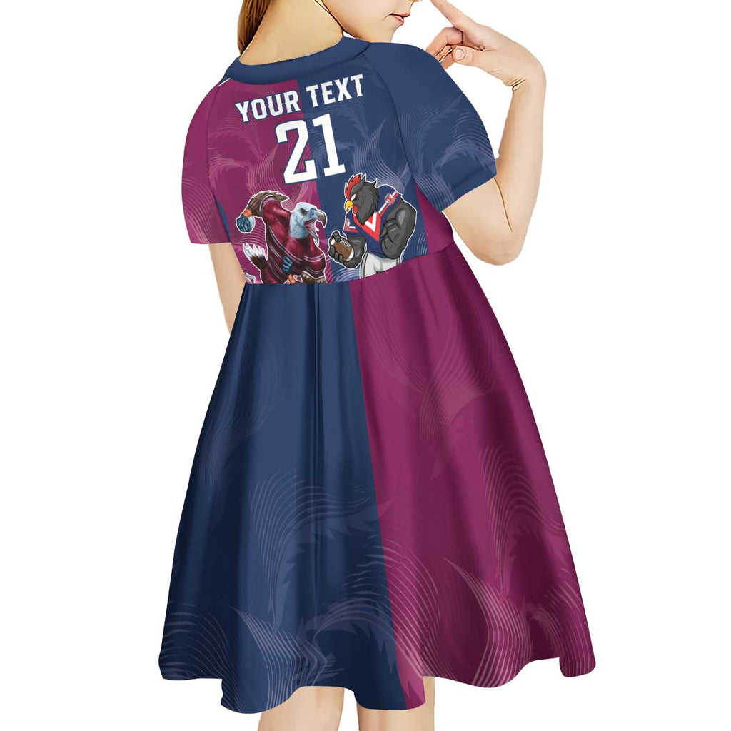 Roosters-Sea Eagles Rugby Custom Kid Short Sleeve Dress Half Grunge Style