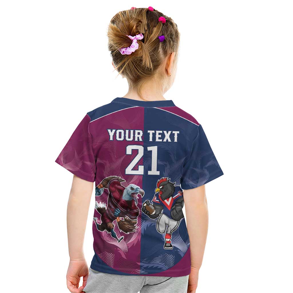 Roosters-Sea Eagles Rugby Custom Kid T Shirt Half Grunge Style