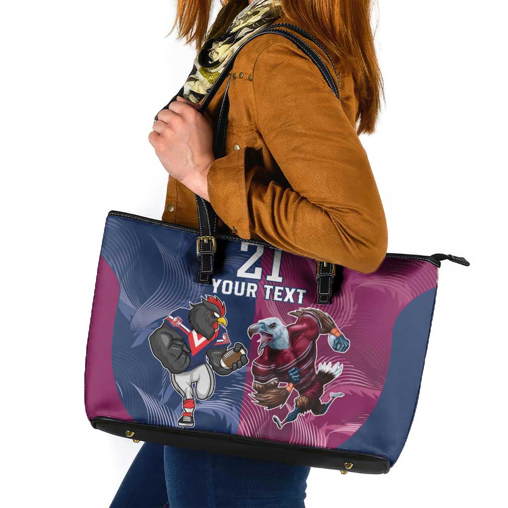 Roosters-Sea Eagles Rugby Custom Leather Tote Bag Half Grunge Style