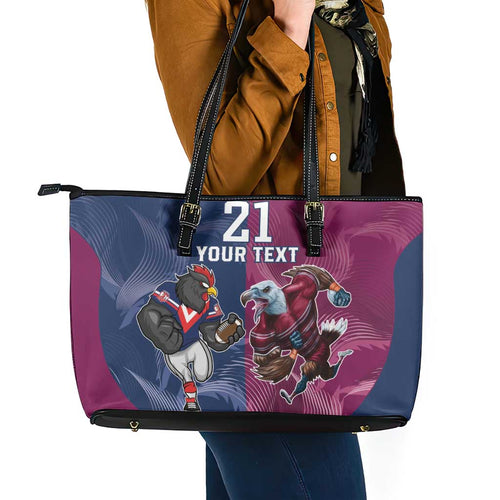 Roosters-Sea Eagles Rugby Custom Leather Tote Bag Half Grunge Style