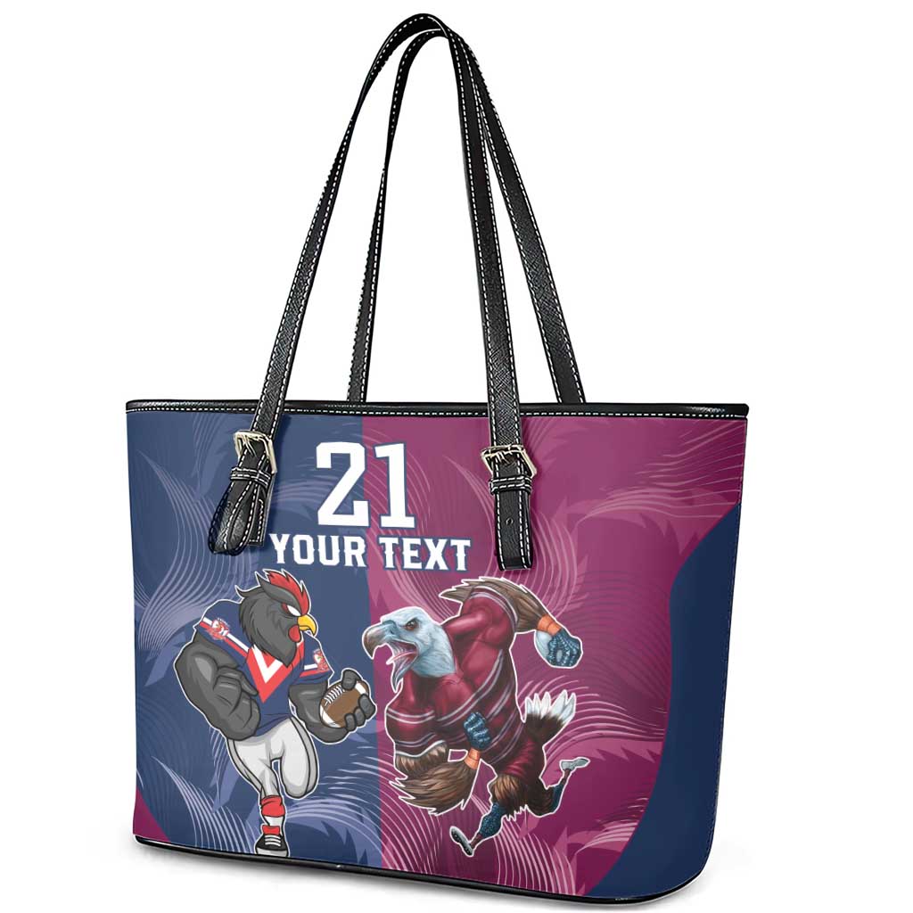 Roosters-Sea Eagles Rugby Custom Leather Tote Bag Half Grunge Style
