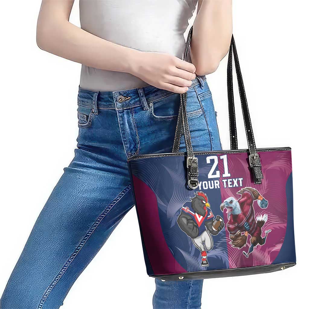 Roosters-Sea Eagles Rugby Custom Leather Tote Bag Half Grunge Style
