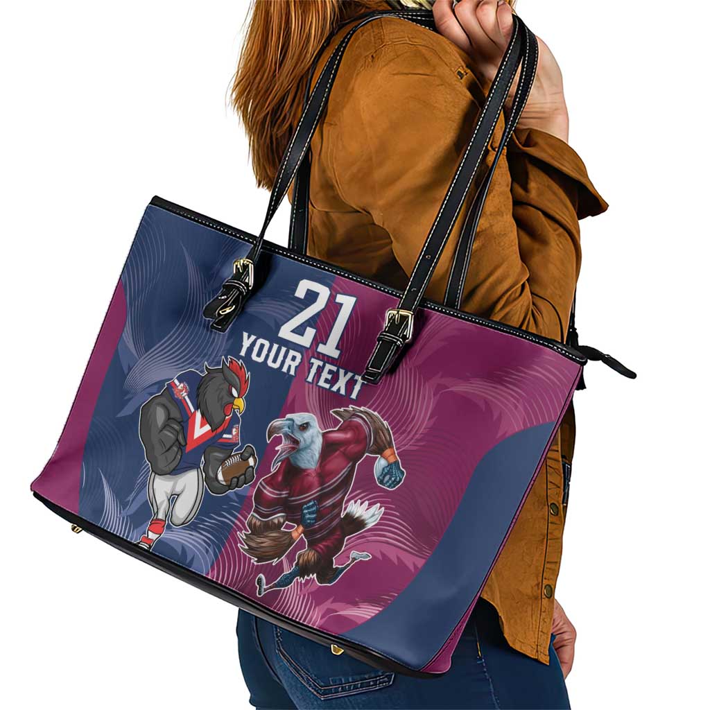 Roosters-Sea Eagles Rugby Custom Leather Tote Bag Half Grunge Style