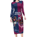 Roosters-Sea Eagles Rugby Custom Long Sleeve Bodycon Dress Half Grunge Style