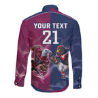 Roosters-Sea Eagles Rugby Custom Long Sleeve Button Shirt Half Grunge Style