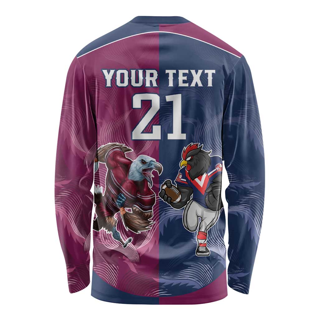 Roosters-Sea Eagles Rugby Custom Long Sleeve Shirt Half Grunge Style