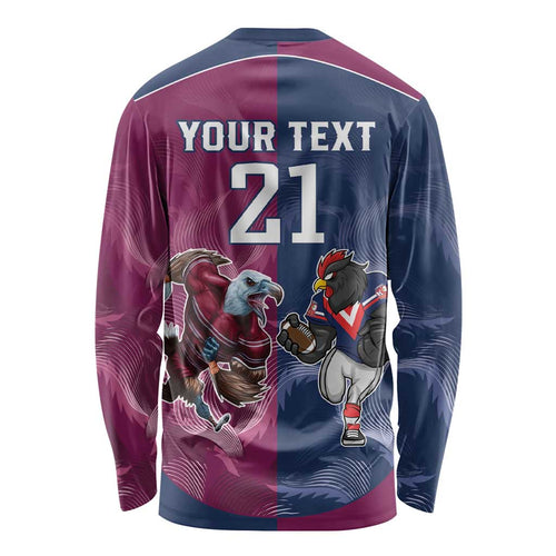 Roosters-Sea Eagles Rugby Custom Long Sleeve Shirt Half Grunge Style