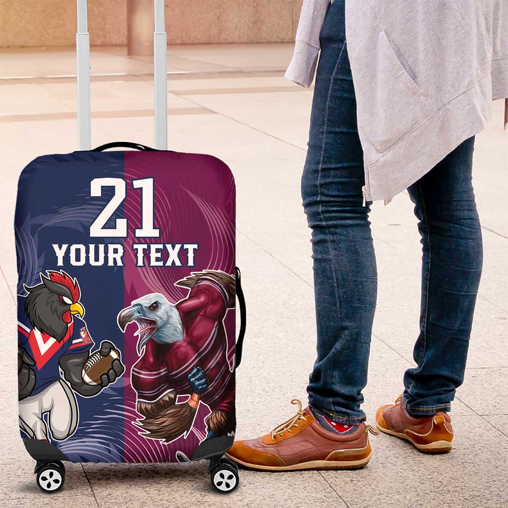 Roosters-Sea Eagles Rugby Custom Luggage Cover Half Grunge Style