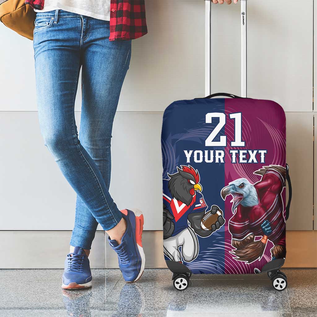Roosters-Sea Eagles Rugby Custom Luggage Cover Half Grunge Style