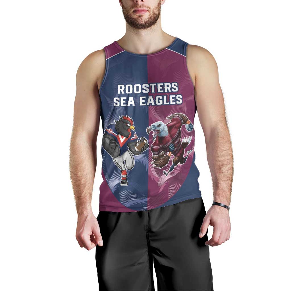 Roosters-Sea Eagles Rugby Custom Men Tank Top Half Grunge Style