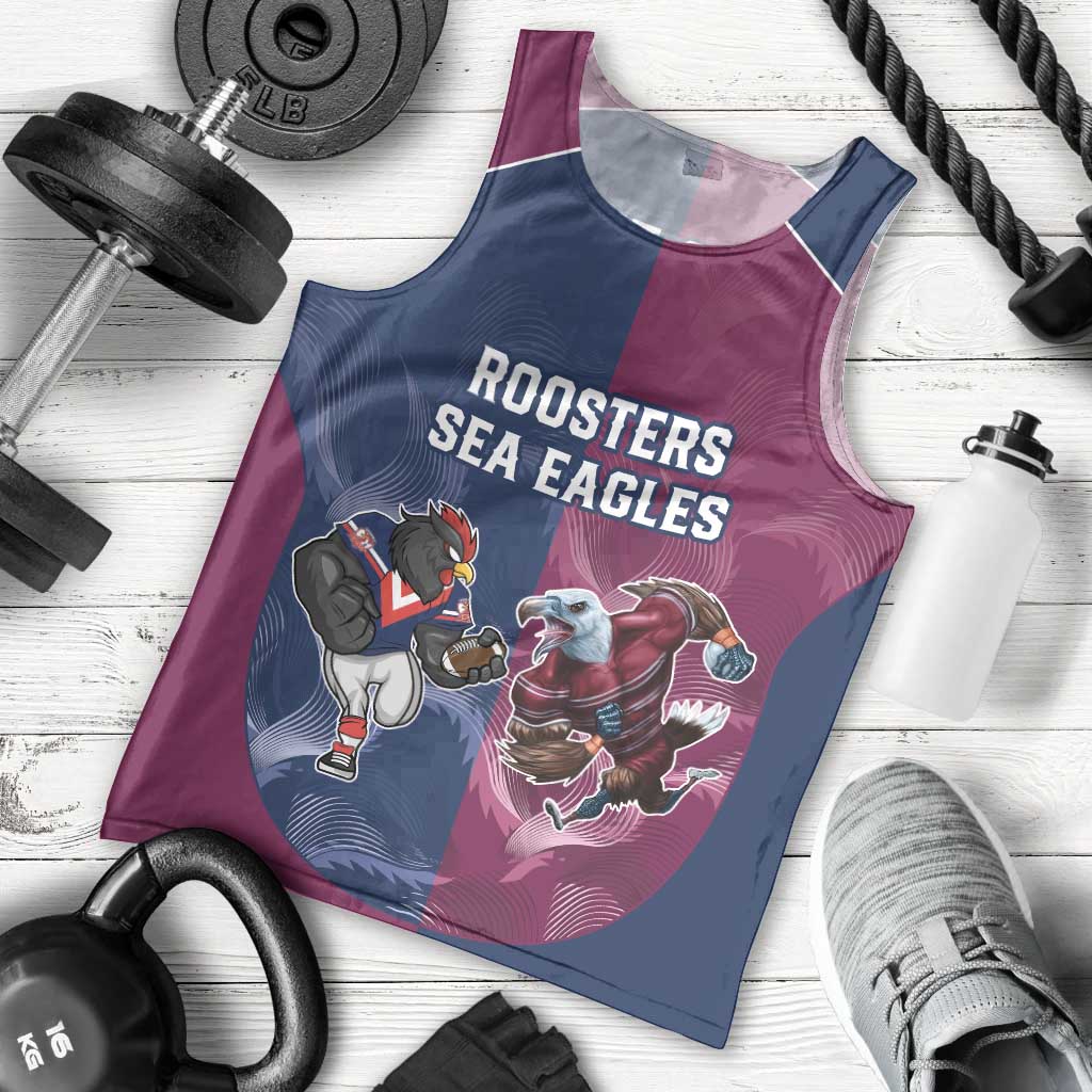 Roosters-Sea Eagles Rugby Custom Men Tank Top Half Grunge Style
